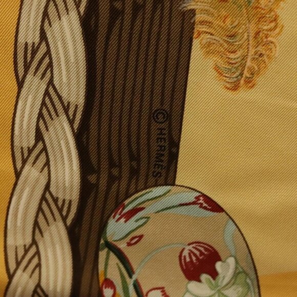 HERMES Carre 90 Scarf ""COUVEE D'HERMES"" Silk Yellow Auth 139210 - Picture 9 of 14